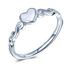 Yumilok Damenring Liebe Herz Ring Wellen Ehering Verlobungsring Freundschaftsring Lifestyle-Ring 925 Sterling Silber verstellbar von Yumilok