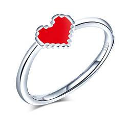 Yumilok Damenring Liebe Rot Herz Ring Ehering Verlobungsring Freundschaftsring Lifestyle-Ring 925 Sterling Silber verstellbar für Damen von Yumilok