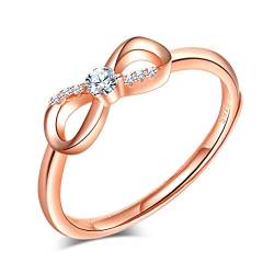 Yumilok Damenring Unendlichkeit infinity Ring Zirkonia Ehering Verlobungsring Freundschaftsring Lifestyle-Ring 925 Sterling Silber Rosegold von Yumilok