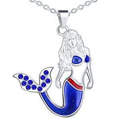 Yumilok Kette Damen Halskette Edelstahl mit Anhänger Meerjungfrau Thermo Stimmung Farbwechsel für Sie Frau Mann Mädchen von Yumilok