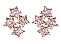 Yumilok Roségold 925 Sterling Silber Zirkonia 4 Sterne Sternchen Ohrstecker Ohrringe Hypoallergen Ohrschmuck für Damen Mädchen von Yumilok