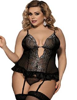 Yummy Bee Dessous Übergröße Negligé Babydoll Strumpfhalter Schwarz Spitze Bügel BH Größe 36-50 (50) von Yummy Bee