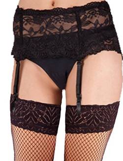 Yummy Bee - Strapsgürtel Damen Spitzen - Tiefer Spitzenstrapshalter Silky (Schwarz, 46) von Yummy Bee