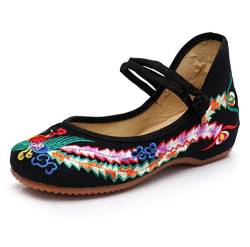 Chinese Traditional Embroidery Flats Shoes Women's Girl Mary Jane Ballet Yoga Shoes Rubber Sole von YunPeng