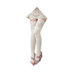 YunYoud Baumwollsocken Damen, Mädchen Winter Über Kniestrümpfe Weich Baumwolle Spitze Lange Socken Frau Mode Strümpfe Beiläufig Kuschelsocken (62cm, Weiß) von YunYoud