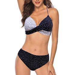 YunYoud Damen Bikini Set Crossover High Waist Bademode Blumenmuster Zweiteiliger Badeanzug Damen Wickeloptik Bikini Bademode Blumenmuster Badeanzug Swimsuit von YunYoud