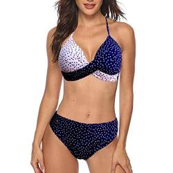 YunYoud Damen Bikini Set Crossover High Waist Bademode Blumenmuster Zweiteiliger Badeanzug Damen Wickeloptik Bikini Bademode Blumenmuster Badeanzug Swimsuit von YunYoud