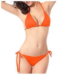 YunYoud Damen Bikini Set Klassischer Triangel Rückenfrei Bikinioberteil Verstellbare Bademode Brasilianer Niedrige Taille Tanga Bikinihose Zweiteiliger Badeanzug von YunYoud