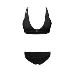 YunYoud Damen Bikini Set Klassischer Triangel Rückenfrei Bikinioberteil Verstellbarer Schultergurt Zweiteiliger Badeanzug Niedrige Taille Bikinihose Bademode von YunYoud