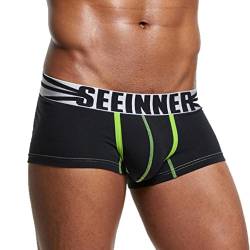 YunYoud Herren Reizvoller Unterwäsche Männer Letters drucken Kurze Hose Boxer Unterhose Stitching Boxershorts Atmungsaktiv Baumwolle Slip (L, Schwarz) von YunYoud