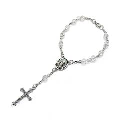 Christian Jesus Crucifix Kreuz Rosenkranz Perlen Armband Charme Link Kette Armband Für Frauen Mädchen Geburtstagsgeschenk Geschenk Rosenkranz Armband Für Frauen Bunt von Yunnan