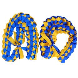 Yunseity 2 Stück Abschlussband-Lei, 120 Cm Verstellbare Abschluss-Lei-geflochtene Halskette von 2024, Abschlussgeschenke für Schüler, High School, College (Blaues Gold) von Yunseity