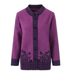Damen-Strickjacke, große Größe, warmer Pullover, einreihig, weiblich, Strick, lässige Kleidung, hellviolett, X-Groß von Yuntanu