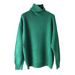 Yuntanu Damen Wollpullover Herbst Winter Warm Rollkragen Casual Lose Oversized Pullover Top, grün, One size von Yuntanu