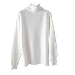 Yuntanu Damen Wollpullover Herbst Winter Warm Rollkragen Casual Lose Oversized Pullover Top, weiß, One size von Yuntanu