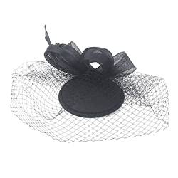 1920er Accessoires Damen 20er Stirnband Damen 2023 Fascinator Hut Feder Mesh Tea Party Haarband für Frauen Gatsby Accessoires Damen (Black, One Size) von Yunyahe