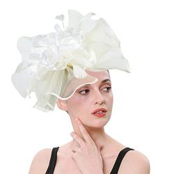 1920er Accessoires Damen 20er Stirnband Damen Hüte für Frauen Fascinators Blumenhut für Teeparty, Cocktail, Hochzeit, Kirche, doppelte Verwendung von Haarspangen und Reifen Gatsby (Beige, One Size) von Yunyahe