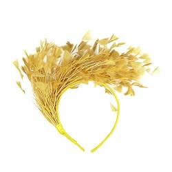 20er Jahre Accessoires Gatsby Accessoires Damen Hut für Frauen Hochzeit Cocktail Mesh Haarspange Tea Party Stirnband Pfau Haarschmuck 20er Jahre Accessoires (Gold, One Size) von Yunyahe