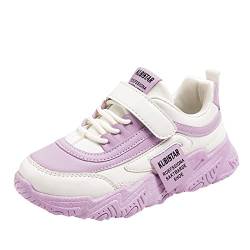 Barfussschuhe Kinder, Tennisschuhe Kinder, Kinder Professionelle Laufschuhe Sportschuhe Mode Atmungsaktiv Outdoor Sport Sneaker Turnschuhe für Jungen Mädchen mit Klettverschluss (T1-Purple, 28 ) von Yunyahe