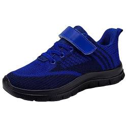 Hallenschuhe Kinder Hallenturnschuhe Jungen Modische Herbst-Kinder-Mädchen-Sportschuhe, flach, Dicker Boden, leicht, rutschfest, Schnürung, Hakenschlaufe, einfach zu tragen, (Dark Blue, 34 Big Kids) von Yunyahe