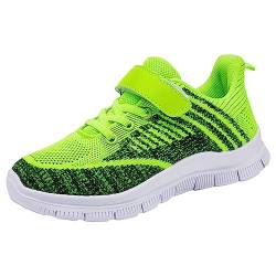 Hallenschuhe Kinder Hallenturnschuhe Jungen Modische Herbst-Kinder-Mädchen-Sportschuhe, flach, Dicker Boden, leicht, rutschfest, Schnürung, Hakenschlaufe, einfach zu tragen, (Green, 31 Little Child) von Yunyahe