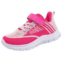 Sportschuhe Kinder Jungen Mädchen Modische Ganzjahres-Sportschuhe für Kinder und Jungen, flach, Dicker Boden, leicht, rutschfest, Schnürung, Hakenschlaufe, Atmungsaktiv (Hot Pink, 29.5 Little Child) von Yunyahe