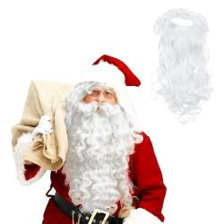 Weihnachtsmann Bart und Perücke, Nikolausbart Weihnachtsmann Nikolaus Santa Claus Weihnachten weiß, Nikolaus Bart und Perücke, Weihnachtsmann Kostüm Accessoires von Yunyahe