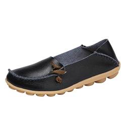 Yunyahe Ballerinas Damen Espadrilles für Damen Atmungsaktive Schnürschuhe für Damen, Flache Freizeitschuhe Schuhe Weite K Damen Mit Klettverschluss (Black, 42) von Yunyahe