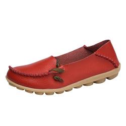 Yunyahe Ballerinas Damen Espadrilles für Damen Atmungsaktive Schnürschuhe für Damen, Flache Freizeitschuhe Schuhe Weite K Damen Mit Klettverschluss (Red, 42) von Yunyahe