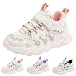 Yunyahe Hallenschuhe Junge Mädchen Leichte Kinder ganzjährig Sport für Jungen und Mädchen Dicke Sohlen rutschfeste Schnürung Hakenschlaufe Mesh atmungsaktiv bequem Atmungsaktiv (Pink, 34 Big Kids) von Yunyahe