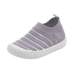 Yunyahe Hallenschuhe Mädchen Sportschuhe Kinder Jungen Sommer- und Herbst-Mädchen-Turnschuhe, die gewebtes Netz atmungsaktiv, bequem, flach, lässig, niedlich sind Kinder Schuhe Mit (Grey, 26) von Yunyahe