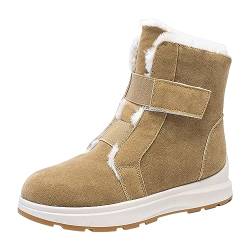 Yunyahe Winterschuhe Damen Boots Damen Mode Frauen Winter Flache Haken Schleife Halten Warme Schnee Stiefel Bequeme Mid Stiefel Schuhe Warm Winter Damen Stiefel Damen Boots (Khaki, 39) von Yunyahe