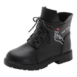 Yunyahe Winterstiefel Mädchen Kinder Schuhe Herbst Und Winter Große Kinder Plus Fleece Warme Mädchen Casual Schuhe Schnee Stiefel Mädchen Kurze Stiefel Stiefel Mädchen (Black, 33 Big Kids) von Yunyahe