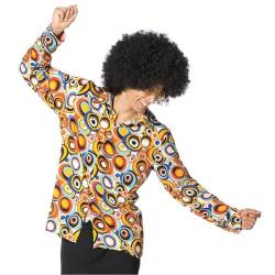 Yuragim 70er Jahre Hemd,60er Jahre Retro Flower Kostüm T-Shirts,Kostüm Hippie Flower Shirt,Hippie Kostüm Männer,Disco Anzug Herren,Cooles Batikhemd Hemd Erwachsene Karneval Fasching Party (XL) von Yuragim