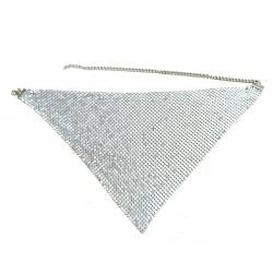 Yurosiay Damen Pailletten Schal Glitzer Dreiecksschal Mit Pailletten Mode Leichter Metallic Dreieckstuch Glitzernder Schal Vintage Schal Disco Pailletten Dreieckskragen für Abend Party Silber von Yurosiay