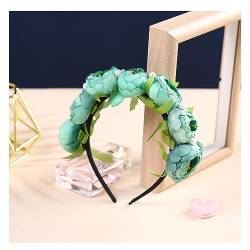 Yurosiay Rosen Haarreifen Braut Blumen Stirnbänder Elegant Haarreif Rosen Hochzeit Blumenkrone Braut Haarband Rosen Kopfband Blumen Haarschmuck für Mädchen Braut Hochzeit Festival Party Grün von Yurosiay