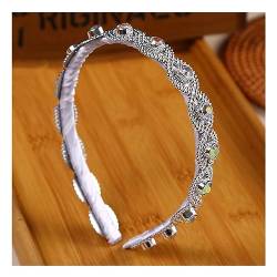 Yurosiay Silber Strass Haarreifen Braut Elegant Glitzer Strass Haarkrone Damen Stirnband Perlen Hochzeit Rutschfest Haarbänder Braut Kopfschmuck Haarreif Perlen für Mädchen Hochzeit Party 4# von Yurosiay