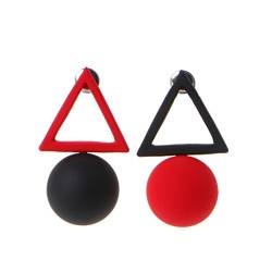 Yushu - Dreieckige runde asymmetrische Ohrringe, Modeschmuck, groß, lang, Acryl, schwarz-weiß, Dreieck-Ohrstecker, geometrische Ohrringe für Frauen, Valentinstag von Yushu