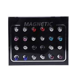 Yushu Magnet Ohrstecker, 12 Paar Kristall Strass Magnet Clip, nicht durchbohrende Ohrringe, Modeschmuck, Magnet-Ohrstecker-Set für Damen und Herren von Yushu