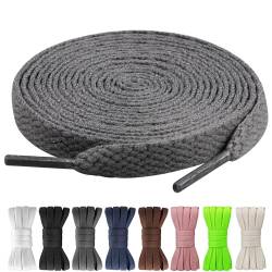 Yusimu 3 Paar Graue Flache Schnürsenkel - 8 mm Breite Hochwertige Ersatz Schuhbänder für Damen, Herren und Kinder, Geeignet für Sneakers, Sportschuhe und Freizeitschuhe,100 cm von Yusimu