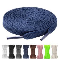 Yusimu 3 Paar Marineblaue Flache Schnürsenkel - 8 mm Breite Hochwertige Ersatz Schuhbänder für Damen, Herren und Kinder, Geeignet für Sneakers, Sportschuhe und Freizeitschuhe,150 cm von Yusimu