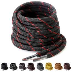 Yusimu Schwarz/Rot Runde Schnürsenkel, Ø4.5 mm Dicke, Reißfeste Ersatzschnürsenkel für Arbeitsschuhe, Wanderschuhe & Stiefel, inklusive Shoe Boot Laces, Lang 100cm - 2 Paare von Yusimu