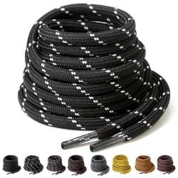 Yusimu Schwarze/Weiße Runde Schnürsenkel, Ø4.5 mm Dicke, Reißfeste Ersatzschnürsenkel für Arbeitsschuhe, Wanderschuhe & Stiefel, inklusive Shoe Boot Laces, Lang 100cm - 2 Paare von Yusimu