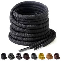 Yusimu Schwarze Runde Schnürsenkel, Ø4.5 mm Dicke, Reißfeste Ersatzschnürsenkel für Arbeitsschuhe, Wanderschuhe & Stiefel, inklusive Shoe Boot Laces, Lang 100cm - 2 Paare von Yusimu