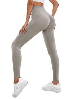 Yuson Girl Leggings Damen - Scrunch Butt Sport Leggings High Waist Push Up Blickdicht Leggins Sporthose mit Bauchkontrolle Seamless Leggings Yoga Fitnesshose für Damen Mädchen(Grau, S) von Yuson Girl