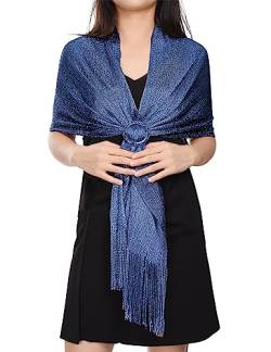 Yuson Girl Stola Damen Festlich - Schimmernder Schals und Wraps mit Fransen Schal Damen Elegant Metallic Pashmina Schal für Brautkleider Abendkleider(I) von Yuson Girl