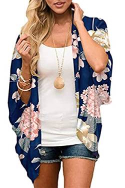 Yutdeng Damen Florale Kimono Cardigan Chiffon Tops Casual Strandkleid Sommer Pareos Lose Bluse Shawl Elegante Leichte Sommerjacke Lässige Strand Poncho von Yutdeng