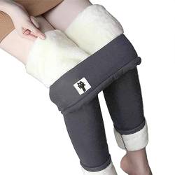 Yutdeng Damen Hosen Winter Fleece Leggings Thermo Hosen Dick Warme Jogginghose Casual Leggins Hohe Taille Pants Innenfleece Sportleggins Tights Kompressionsleggings Outdoor,K-Grau,3XL von Yutdeng