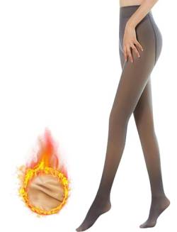 Yutdeng Damen Strumpfhose Thermoleggings Fleece Pantyhose Gefälschte Durchscheinend Elastizität Leggings Super Warm Plüschstrümpfe Hohe Taille Winter,Schwarz,320g von Yutdeng