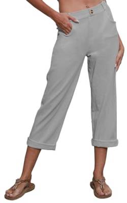 Yutdeng Leinenhose Damen Sommer Freizeithose Lang Weite Stoffhose Elegant Sommerhose Damen Leicht Casual Damenhose mit Gummizug Loose Gerades Bein Bequem Hosen Baumwolle Leinen Loungehose Palazzo Hose von Yutdeng